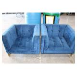 (2) Blue Upholstered Club Chairs