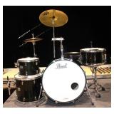 Evans Drum Set - Black, w/Bass, Toms, Snare,