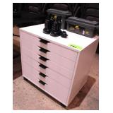 6-Drawer Rolling White Cabinet w/Contents,
