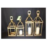 (4) Candle Holders, Gold Colored Metal Frame,