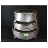 (3) Round Cake Stands, Silver Plated; 20", 18" &