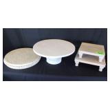 (4) Wooden Cake Stands; (1) 12" Round w/Pedestal,