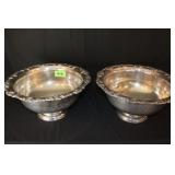 (2) 17" Punchbowls, Silver Plated