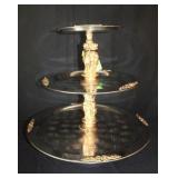 3-Tier Silver Plated Tray w/Gold Accents