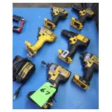 (6) Assort. Cordless Tools, (1) Battery,