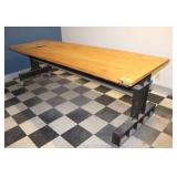 Custom Table Wooden Top Steel Base, Approx. 9
