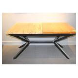 Custom Table Wood Top Metal Base, Approx. 5