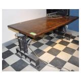 Custom Table Wooden Top Steel Base, Approx. 75"L