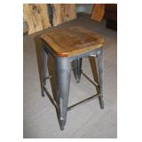 (10) Stack Chairs Metal Base Wooden Tops