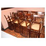 (16) Dining Chairs, Wood Base Vinyl Cushion Seats