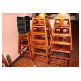 (10) Wooden High-Chairs, (3) Booster Chairs