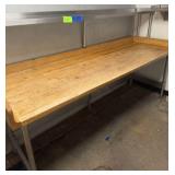 Wood Bakery Table with Stainless Steel Over Shelf