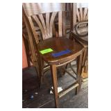 (9) Wood Bar Chairs, Wood Base & Seat