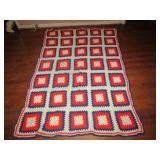 Red White Blue Crochet Throw 52" x 76"