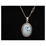 Honey Morphite & German Silver Pendant w/ 18"Chain