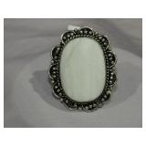 Mother of Pearl & German Silver Ring Sz 6