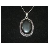 Black Onyx Pendant w/ 18" Chain