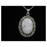 Rainbow Moonstone & German Silver Pendant