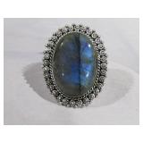 Laborodorite & German Silver Ring Sz 8