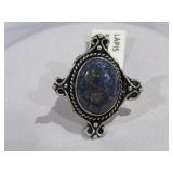 Lapis & German Silver Ring Sz 7