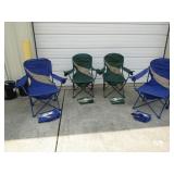 4 Camping Chairs Blue & Green (Green Well Used)