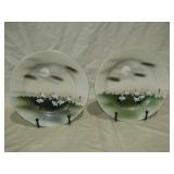 2 Decorative Crane Plates 7 1/4" Dia