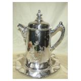 Beverage Pitcher w/ Plate 14" T x Has Tiny Dents