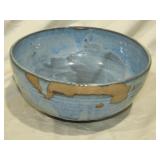 Blue Pottery Bowl 4 1/2" T x 10" Dia