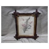 Floral Print In Wood Frame 15" T x 13" W