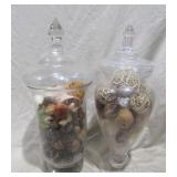 2 Decorative Glass Containers 17" T