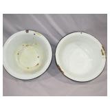 2 Enameled Bowls 12"