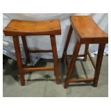 2 Pottery Barn Wood Barstools 27" T
