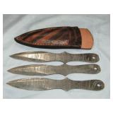 MHS Cutlery Damascus 3 Throwing Knives 8"