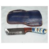 MHS Cutlery Damascus Knife w/ Navy Case 8"