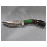 MHS Cutlery Damascus Knife w/ Green & Black Handle