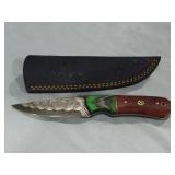 MHS Cutlery Damascus Knife w/ Case 8"