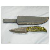 MHS Cutlery Damascus Knife w/ Gray Case 8"