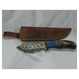 MHS Cutlery Damascus Knife w/ Blue Handle 8"