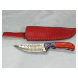 MHS Cutlery Damascus Knife w/ Red Case 8"