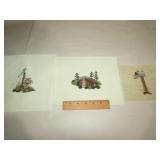 3 Pc Cross Stitch Pcs Ready for Framing or Pillows