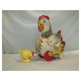 Wood Chicken Toy & Egg Holder Toy Works & Cackles