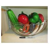 Glass Dish & Glass Veggies