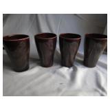 Brown Pottery Glasses 6" T