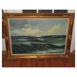 Framed Ocean Painting 31" T x 43" W
