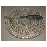 Cake Plate & Crystal Cake Knife 11" Dia