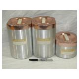 3- Vintage Metal Containers w/ Flat Sides