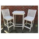 3 Pc White Patio Set Table Is 41" T x 24" W x 24"