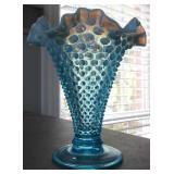 Blue Hobnail Vase 7 1/2" T
