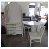White Dresser, Chair & Table w/ No Drawer