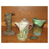 5 Pc  Clay Figurines Left Is 8" T